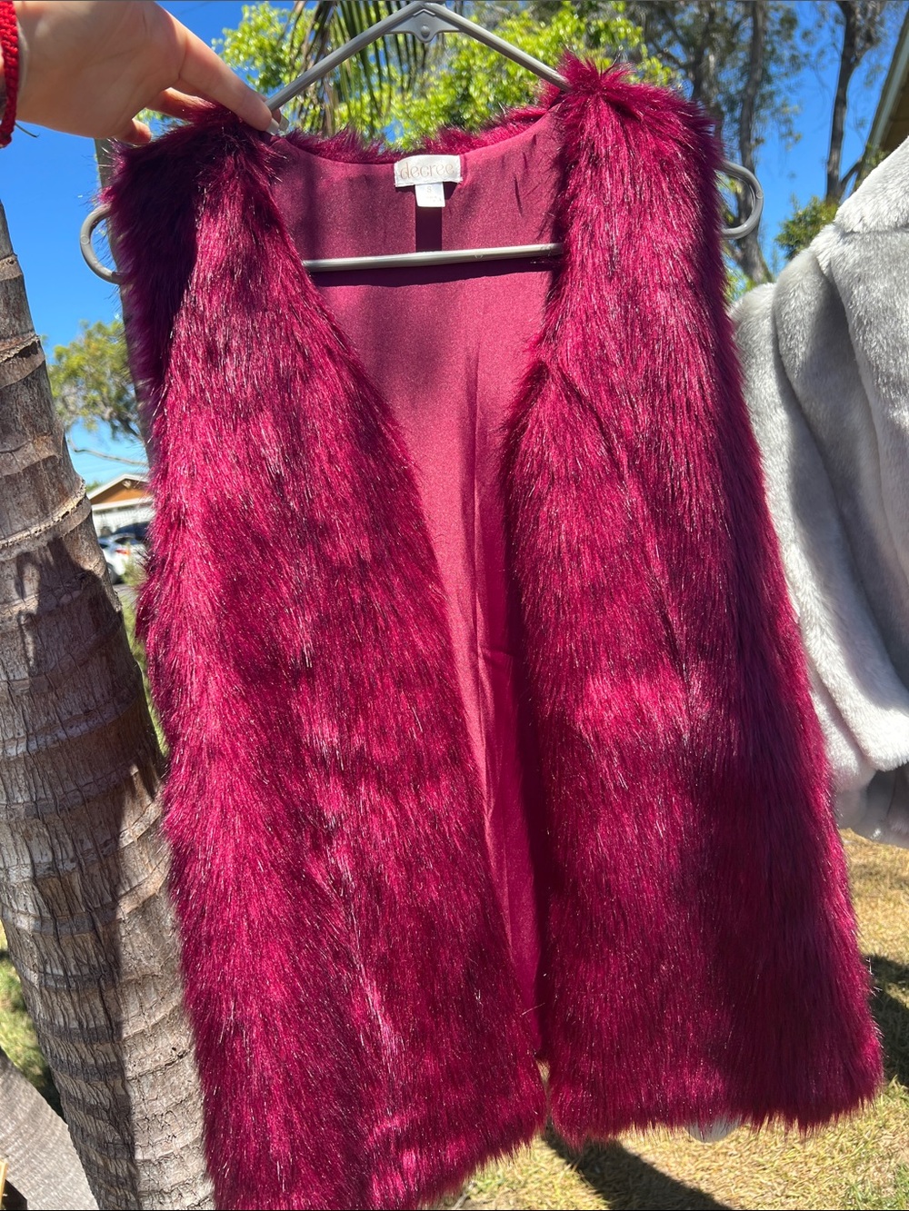 Ecote Faux Fur Sleeveless Vest - Wine Berry